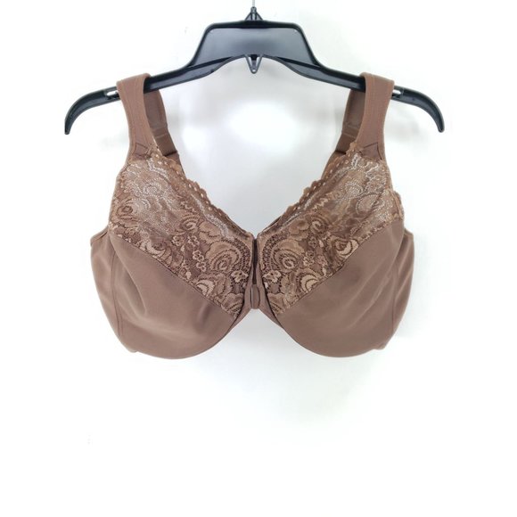 Glamorise Wonderwire Front Close Underwire Bra Size 40F Mocha - Picture 1 of 4